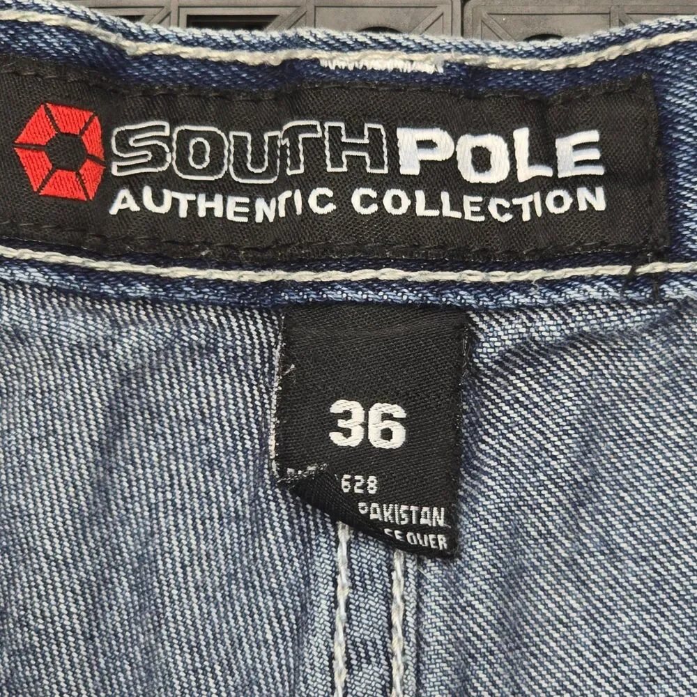 Vintage Southpole Shorts Men's 36 Denim Y2K Baggy Wide Leg Hip Hop 90's Skater